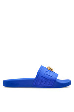 VERSACE La Medusa Blue Rubber Slides New  Authentic