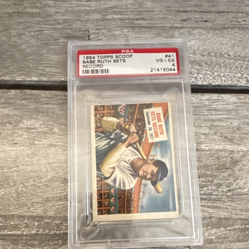 Topps 1954 Scoop #41 Babe Ruth Sets Record PSA 4 VG-EX Baseball Card