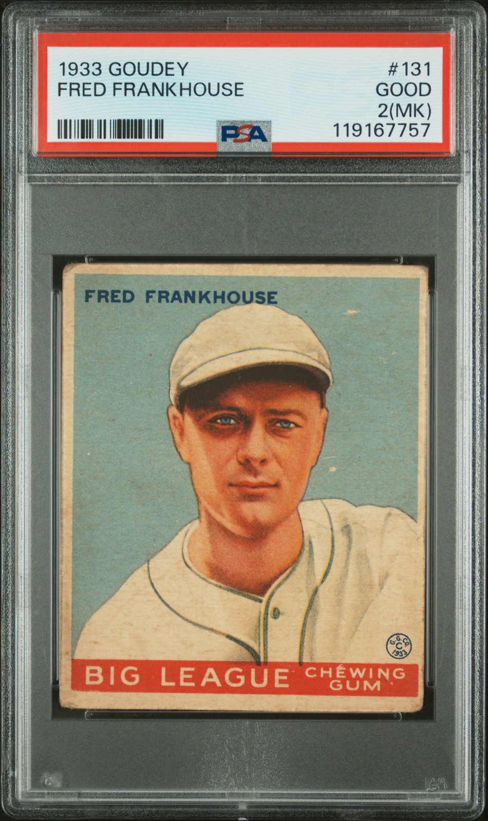 1933 GOUDEY #131 FRED FRANKHOUSE PSA 2
