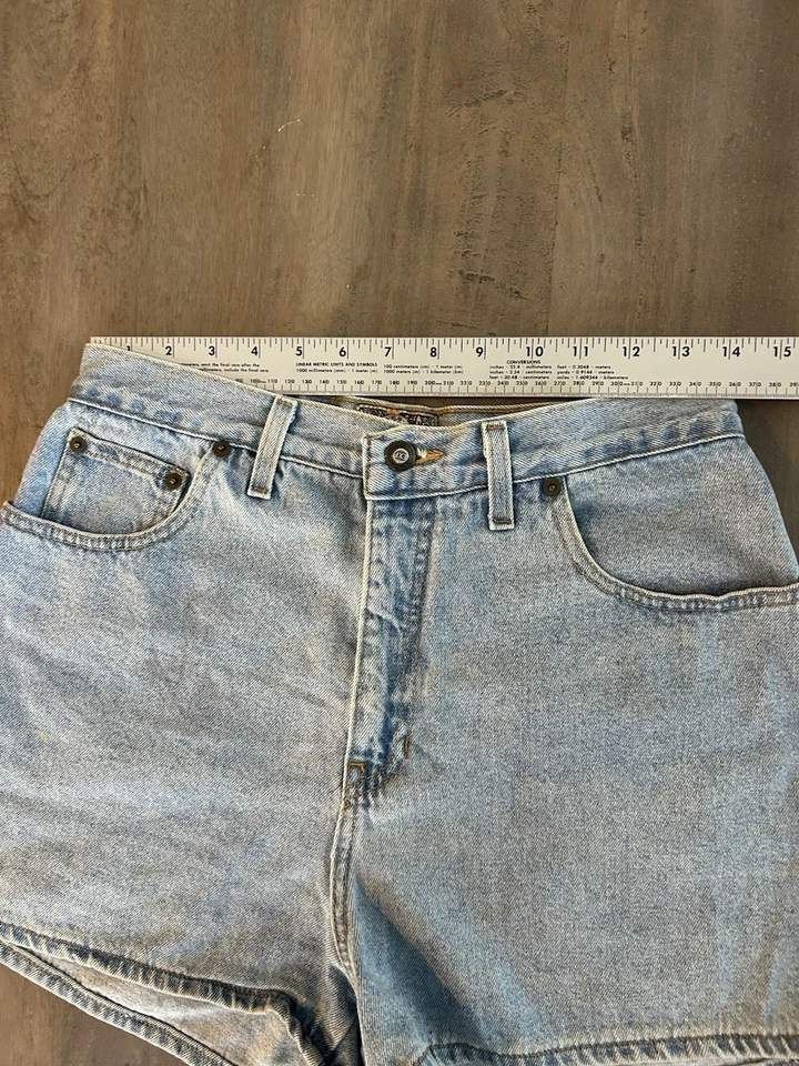 Pantalones Cortos Denim Vintage Años 90 Express EXP Cintura Alta EE. UU. Mamá Jeans Estilo Talla 13/14 Foto 2 de 4