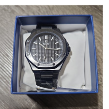 Montres Prestige Octagonal Silver Quartz Men's Watch, Black Dial