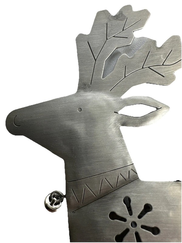 Pewter Tone Reindeer Ornament with Movable Feet HMK Vintage