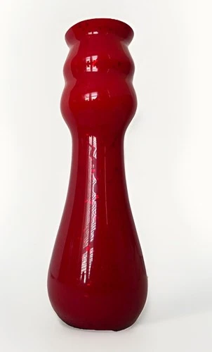 Fenton 4362 6T Vase 12” Ruby Red SPARKLE Mica Milk Glass Inlay w/Box