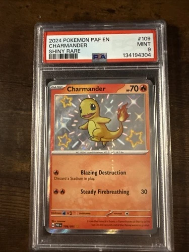 Shiny Rare - Charmander Pokemon Scarlet & Violet Paldean Fates PAF PSA 9 MINT