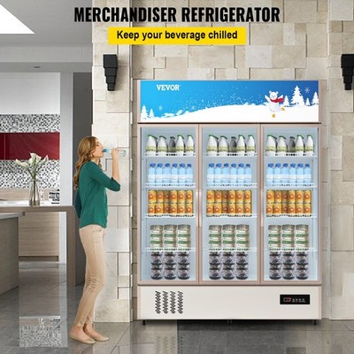 Commercial Refrigerator,Display Fridge Upright Beverage Cooler, Glass Door With 