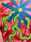 ACEO Original Art Acrylic Whimsy Happy Face Blue Flower Creature Magical Fae — photo 3