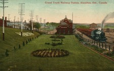 CANADA HAMILTON GRAND TRUNK RAILROAD STATION RAILWAY DEPOT ANTIQUE POSTCARD 