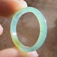 Zertifizierter natürlicher Klasse A grün gelbe Jade Ring Edelstein USA. Größe 7,75 #50126
