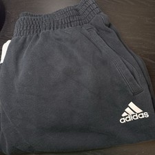 Vintage Y2K Adidas Joggers Mens XL Black Two Tone Cuff Embroidered Sweatpants