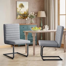 Furniliving Dining Chairs Set of 2 Faux Leather Kitchen Chairs for Dining Room