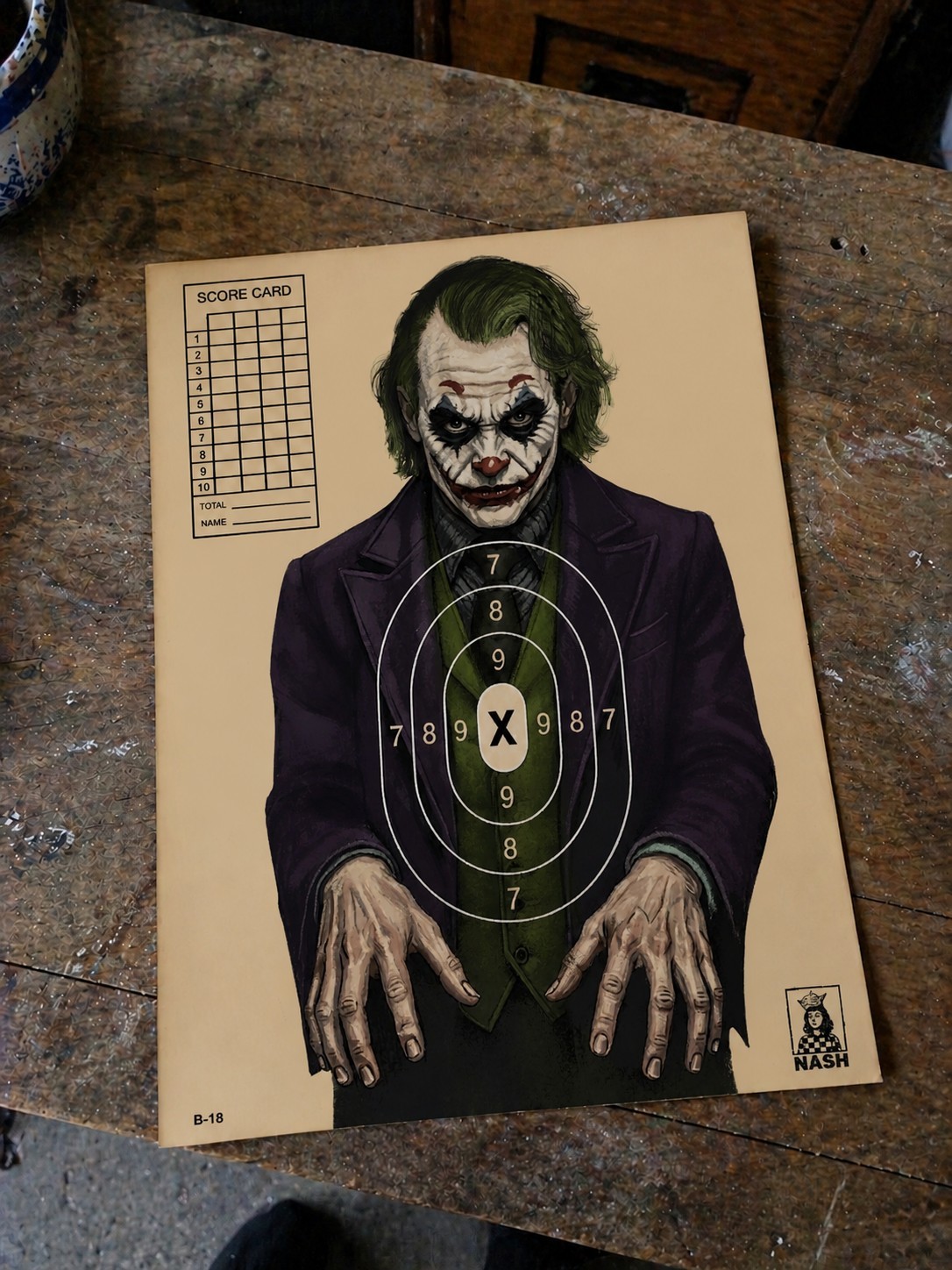 Affiche Joker A3 vintage de cible de tir pour décoration murale gothique