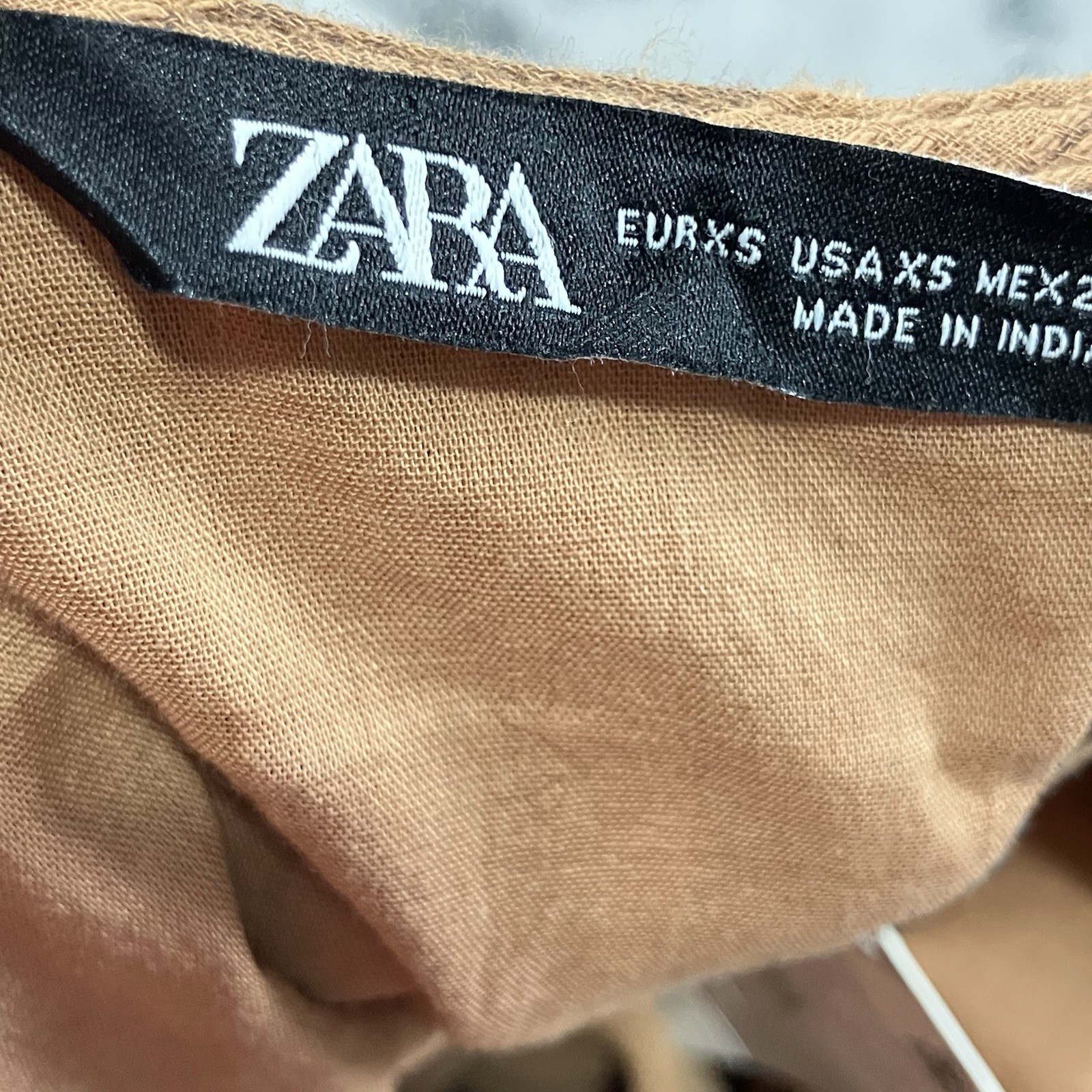 Zara One Shoulder Top NWT Striped Brown Tie Waist Beaded Sleeve Womens Sz XS thumbnail 5