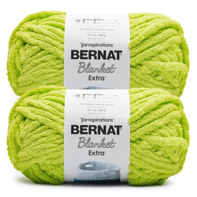 Bernat Blanket Extra Bright Lime Yarn - 2 Pack of 300g/10.5 oz - 100% Polyest...