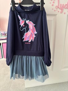 Billie Blush Tulle unicorn print dress age 8