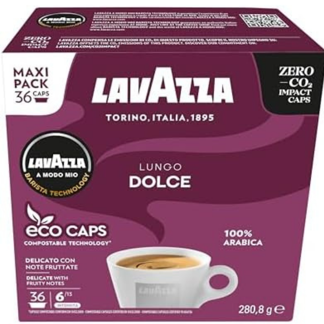 Lavazza A Modo Mio Lungo Dolce,Coffee Pods Espresso 100% Arabica, 36 capsules UK