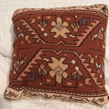 Wool Kilim  Design Pillow  Cover South Western Theme  12x12 with pillow inset