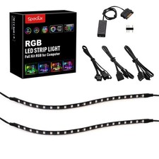 PC Addressable RGB LED Strip Lights Kit - Magnetic PC Case Lighting, 2PCS 42LEDs