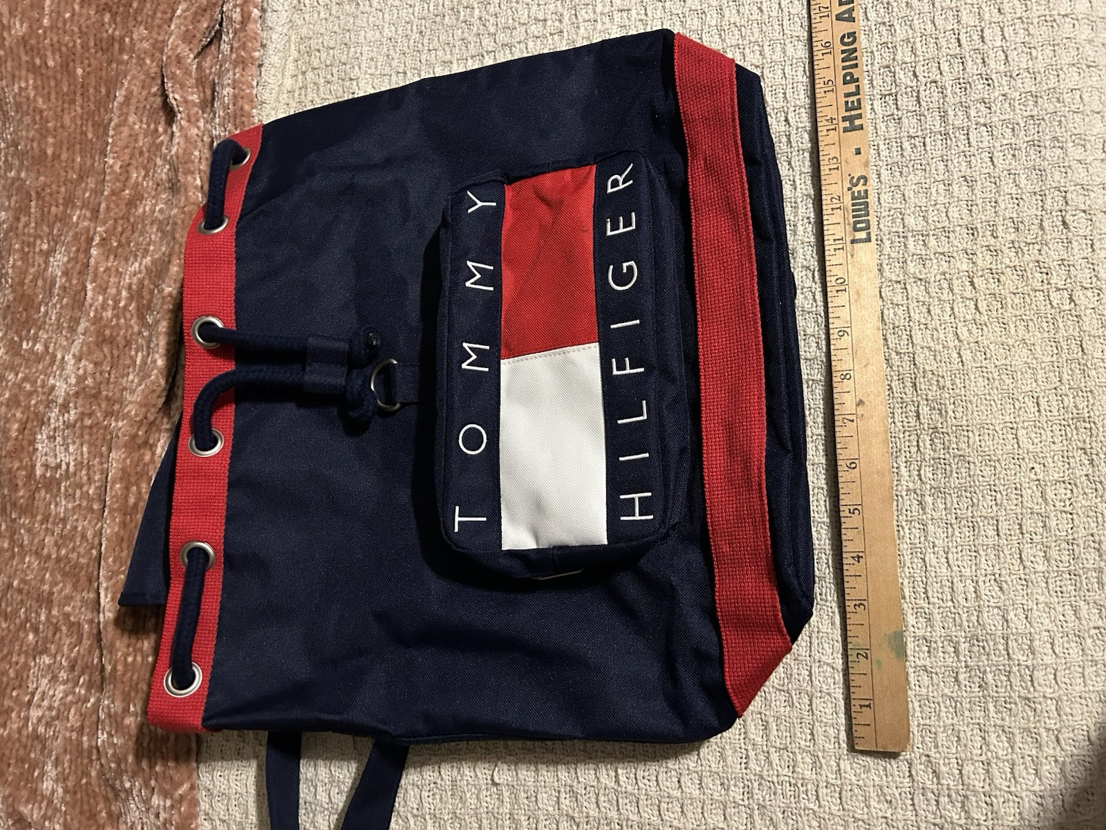 Vintage Tommy Hilfiger Canvas Big Logo Backpack Bag