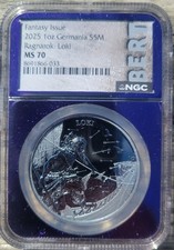 2025 1 oz Germania S5M Proof Silver coin Ragnarok: Loki Fantasy Issue NGC MS70
