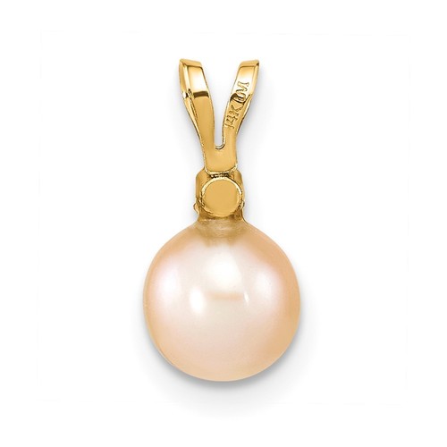 14k Yellow Gold 6-7mm Round Freshwater Cultured Pearl & Diamond Pendant - Picture 4 of 4