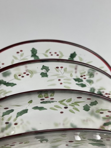 Pfaltzgraff Winterberry Glass Dessert Plates Set of 4 Hand Painted - Picture 7 of 7