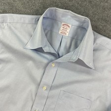 Brooks Brothers Madison Mens Button Down Shirt 16-35 Light Blue Long Sleeve Iron