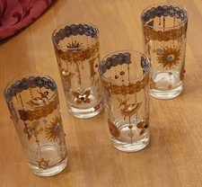 Culver Jeweled Charm Bracelet Highball Glasses Set Of 4 Dancing Ballerina 22k