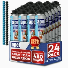 apel Spray Foam Insulation - (24 x 32.80 oz./ 480 Bd ft) Self Expanding Polyuret