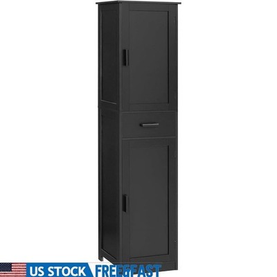 Tall Storage Cabinet Multi-Purpose Organizer Adjustable Shelves Space Saver Unit