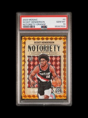2023 Panini Mosaic #4 Notoriety Orange Scoot Henderson /49 RC PSA 10