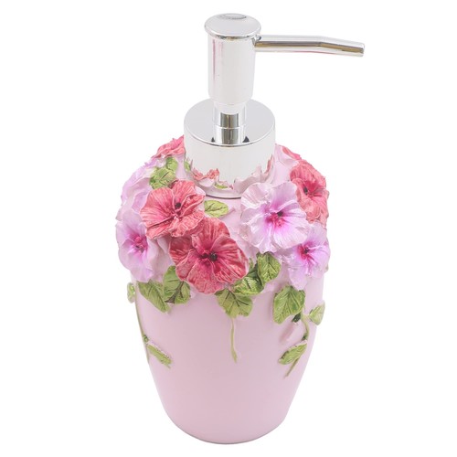 Vintage Pink 5piece Bathroom Accessories Features Soap Dispenser Toothbrush Hold - Picture 4 of 6