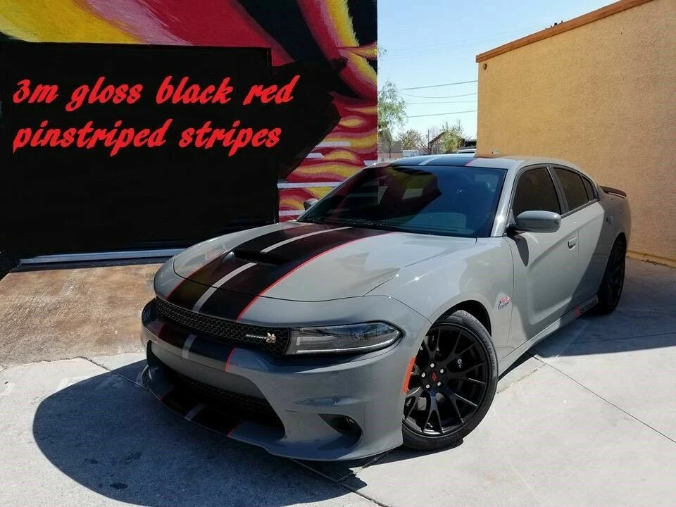 Calcomanía gráfica PARA 11-14 Dodge Charger 10" Racing Stripe 36 PIES + Rayas rojas Foto 2 de 3