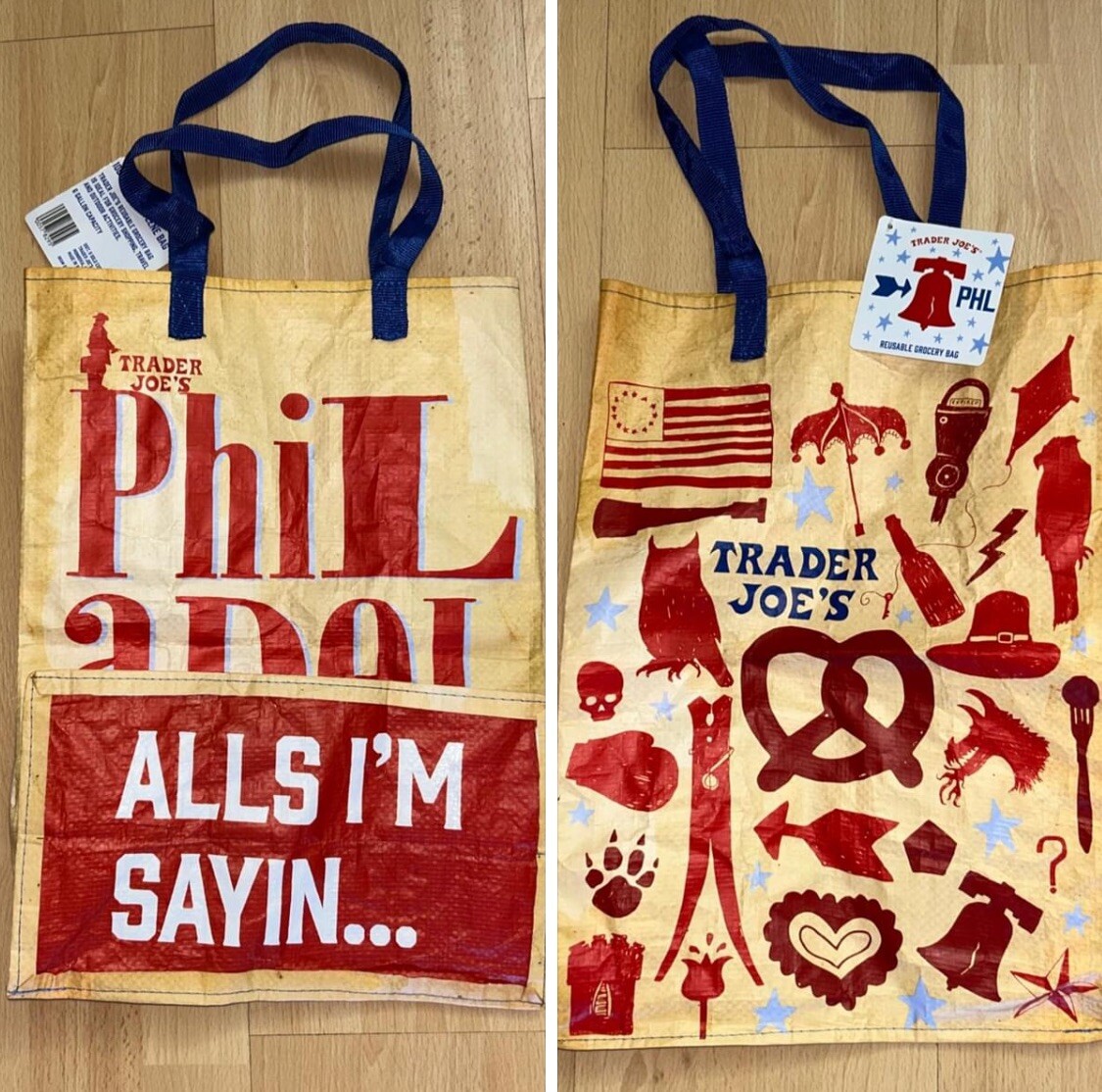 Trader Joes Philadelphia Pennsylvania Reusable Grocery Shopping Tote Bag,  NWT - Main Image