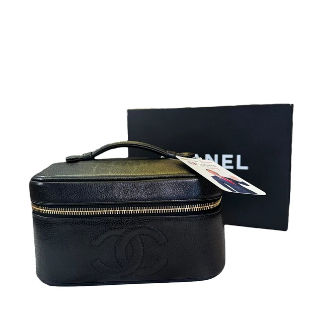Chanel CC Leather Tote Bags CC Timeless Caviar Black Calf Cosmetic Zip Case