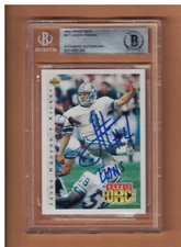 JASON HANSON AUTOGRAPHED 1992 UPPER DECK ROOKIE FOOTBALL CARD SIGNED BECKETT AUT