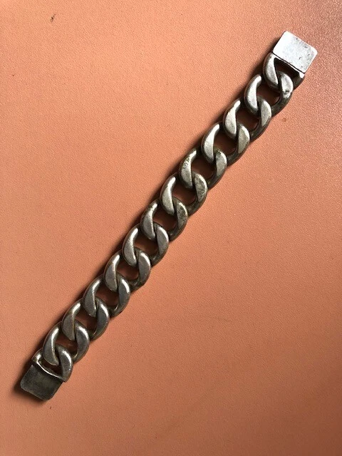 Bracelet Vintage Métal Argenté Rigide - Occasion Bon état D'usage