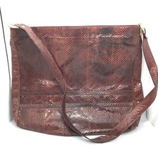 Vintage RAFFAEL  Wine / Brown Snakeskin  Gold Trim Purse Handbag