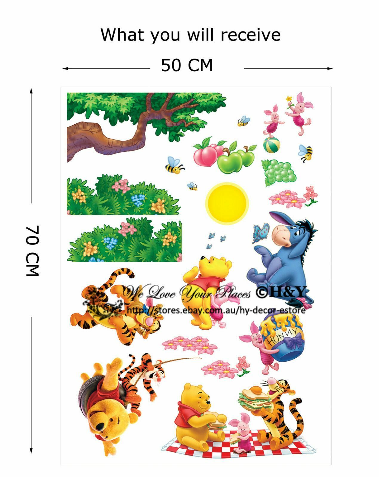 Large Winnie The Pooh Removable Wall Sticker Vinyl Decal Baby Kids