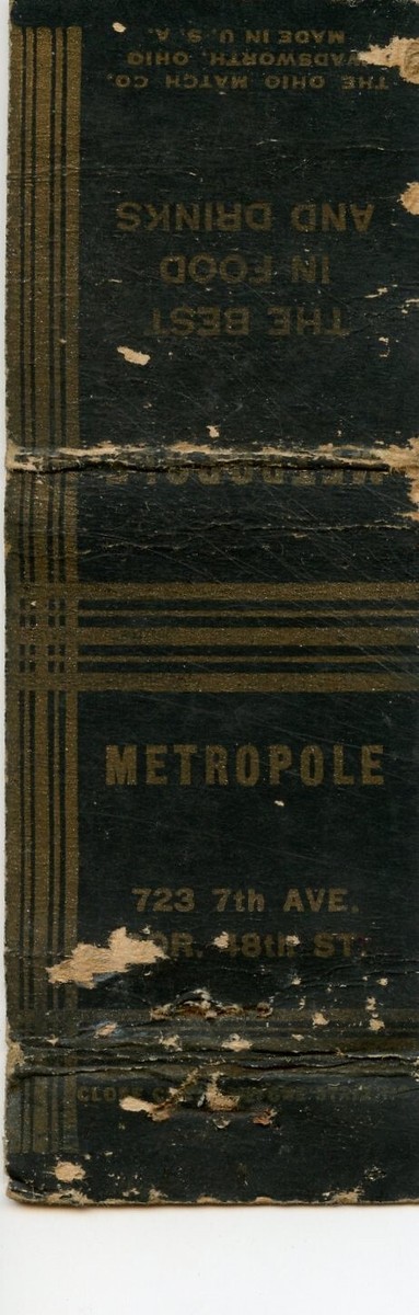 Metropole Restaurant Matchbook | eBay