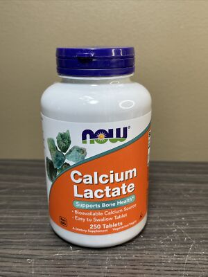 NOW FOODS Calcium Lactate Supports Bone Health 250 Tabs Exp 10/28