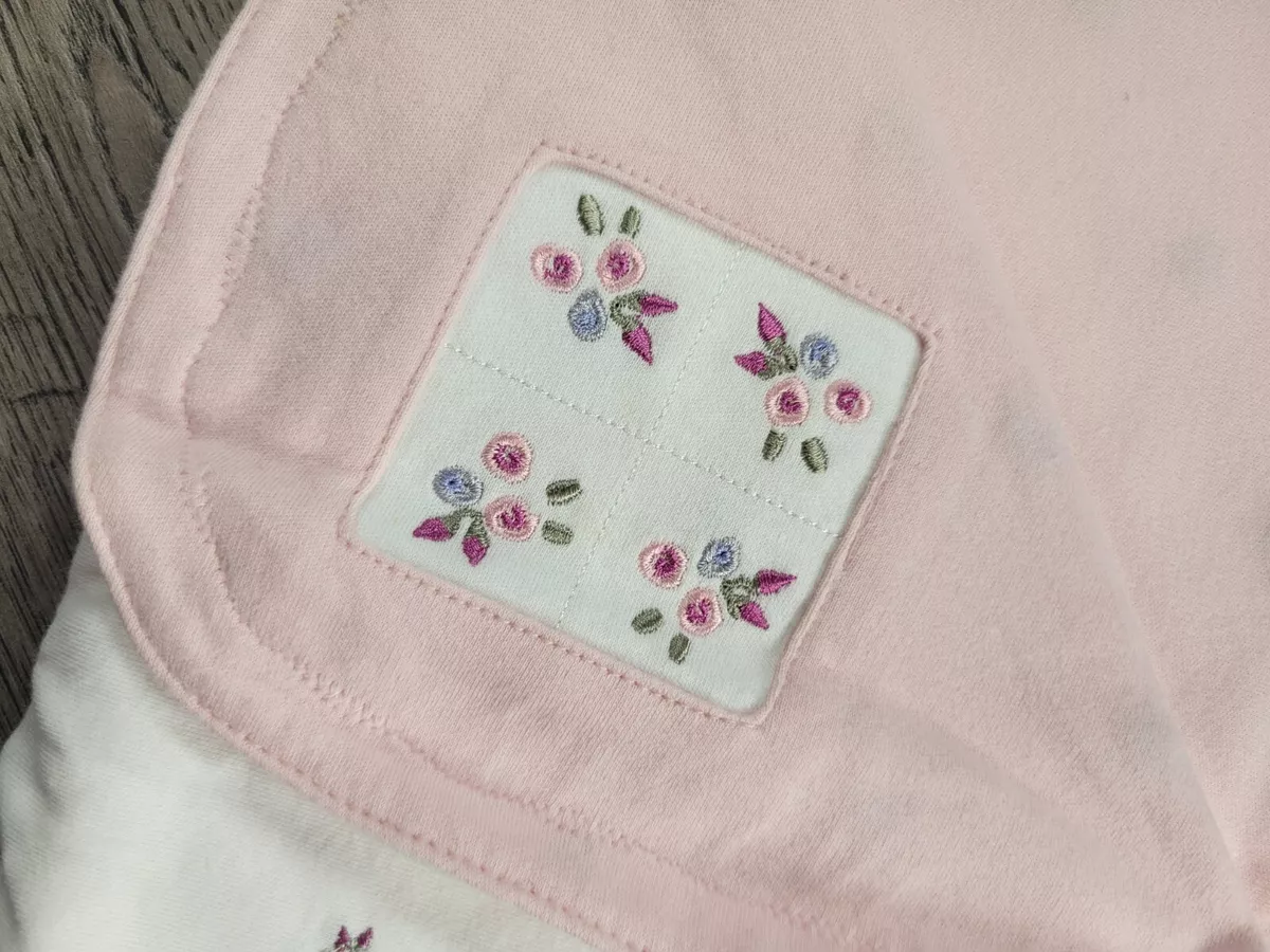 Baby Girl New Vintage Gymboree Year 2000 Pink White Flower Baby Blanket