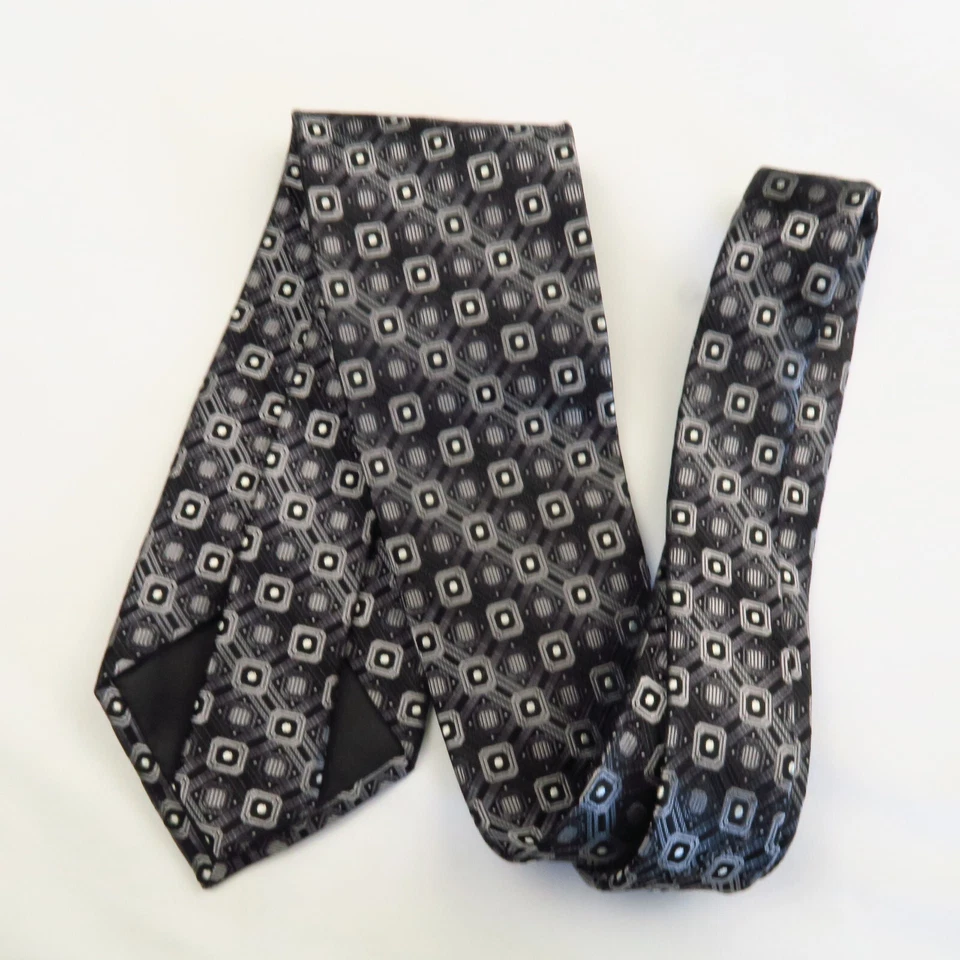 Gravata masculina xadrez xadrez prata preta Platinum Designs 57x3,75 - Imagem 4 de 4