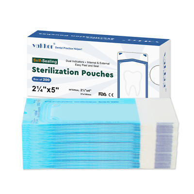 1000pcs 2.25'' x 5'' Self Sealing Sterilization Pouches Autoclave, Sterilizer Bag
