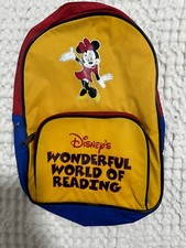 Vintage Disney's Minnie Mouse Backpack Book Bag, Wonderful World of Reading 90 s