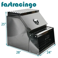 25''×28''×24''Side Mount Semi Truck Tool Box w/ Saddle Step Open Wide Design BK