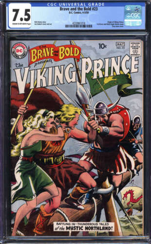 BRAVE AND THE BOLD #23 CGC 7.5 CR/OW PAGE // GREY TONE COVER DC COMICS 1959 - 第 1/2 張圖片