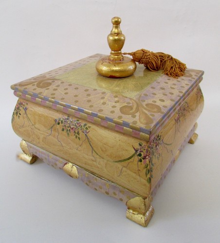 Neci Morris Hand Painted Tassled Decorative Footed Box