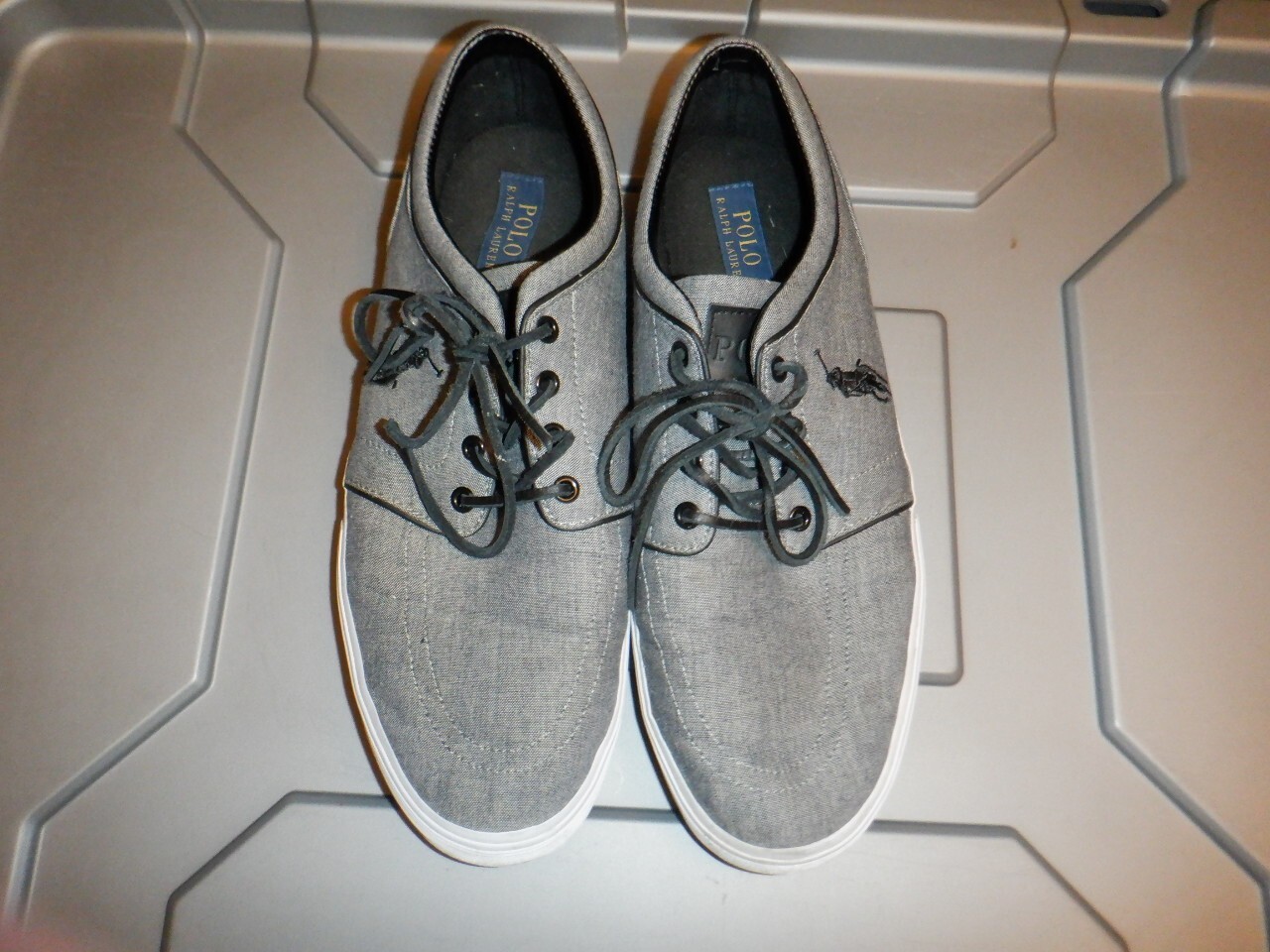PONY Scarpe da tennis uomo POLO RALPH LAUREN taglia 13D grigio chambray PU sneakers stringate