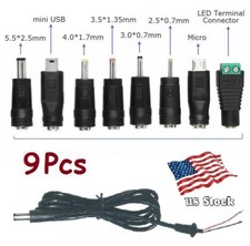 8pcs DC 5.5 x 2.1mm Female Jack to 8 Multi Type Power Plug Connector Adapter Set