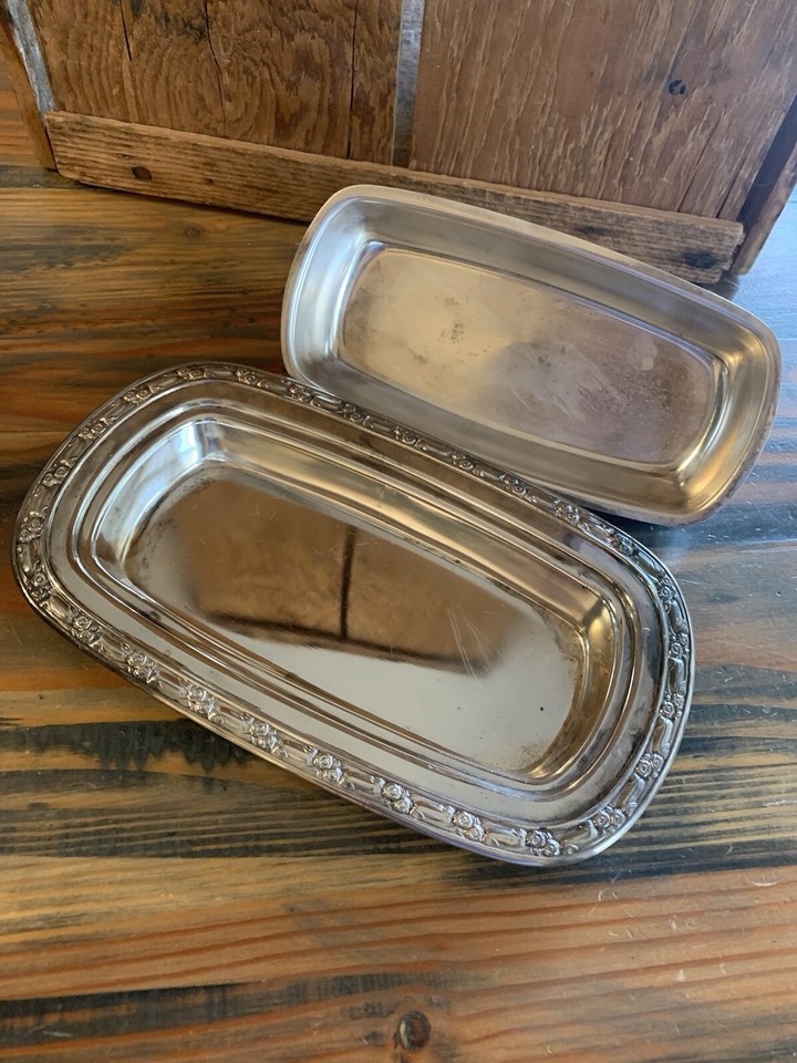 Vintage Oneida Silversmith Flower Design Butter Dish With Lid